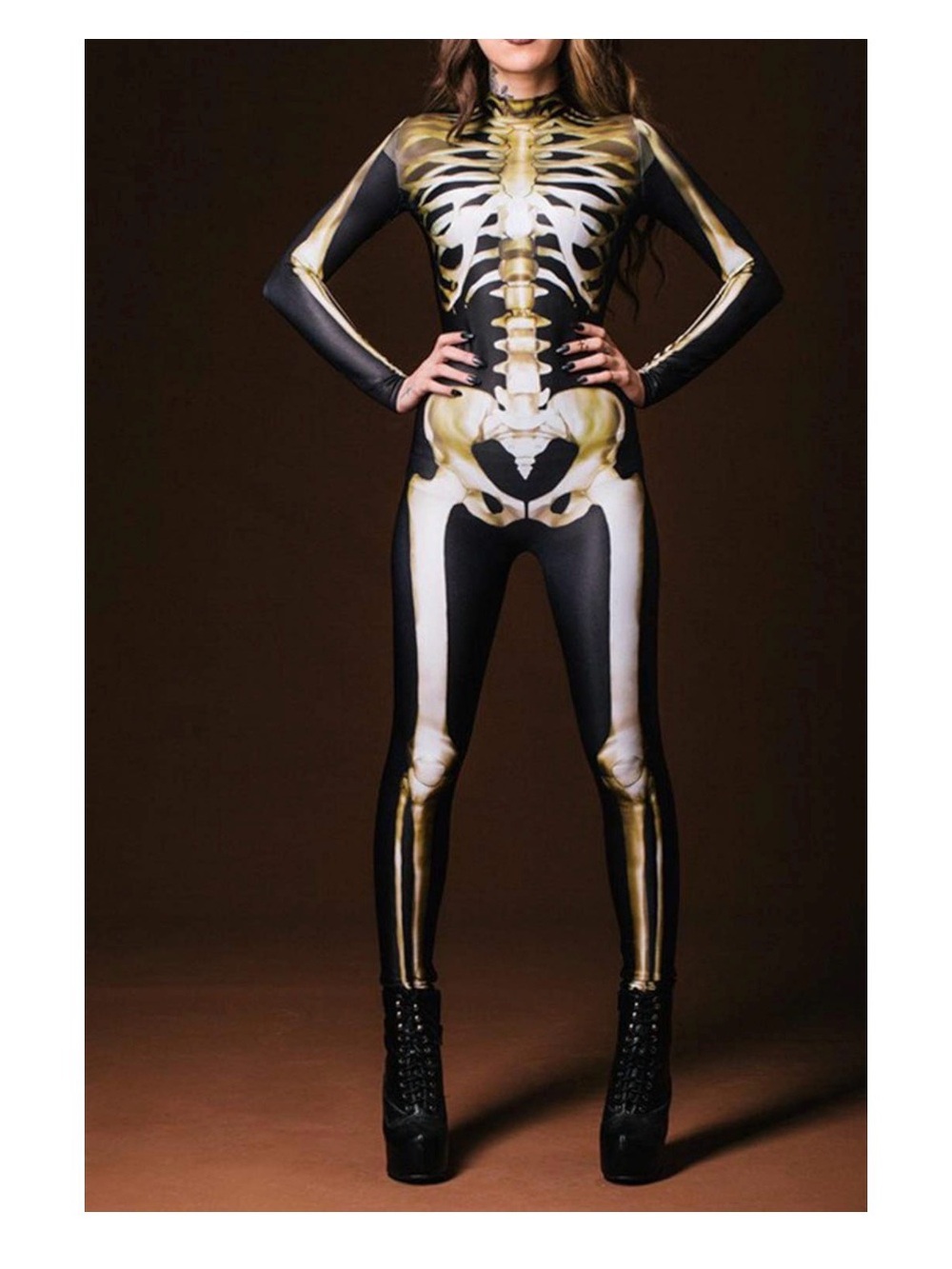 Women’s sexy skeleton Halloween bodysuit costume. Size S